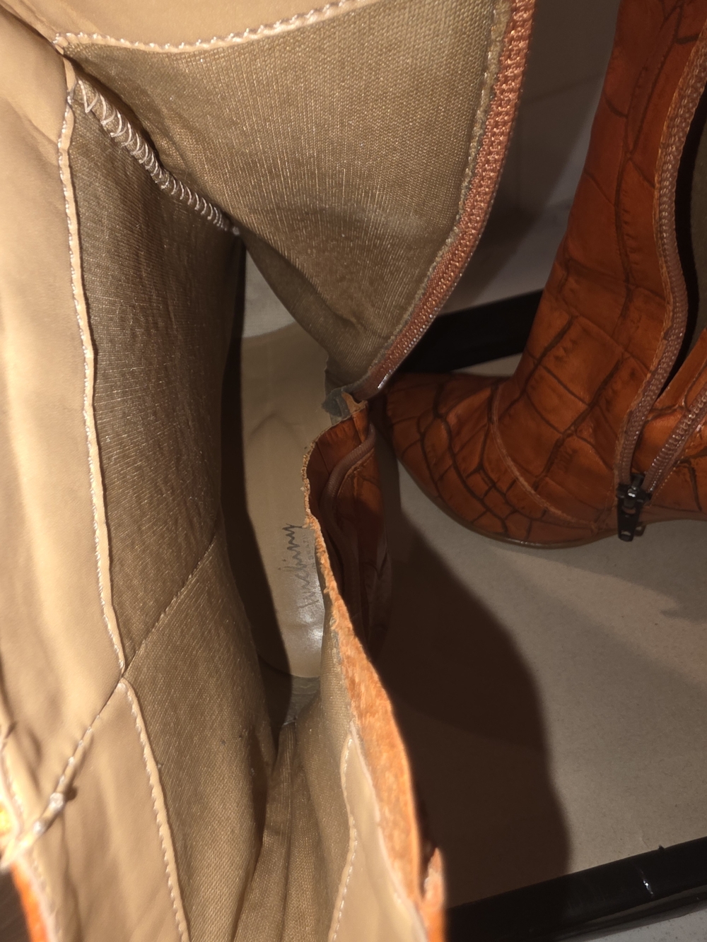 Women's Croc-Embossed Pointed Toe Ankle Boots - Orange - Picture 7 of 8
